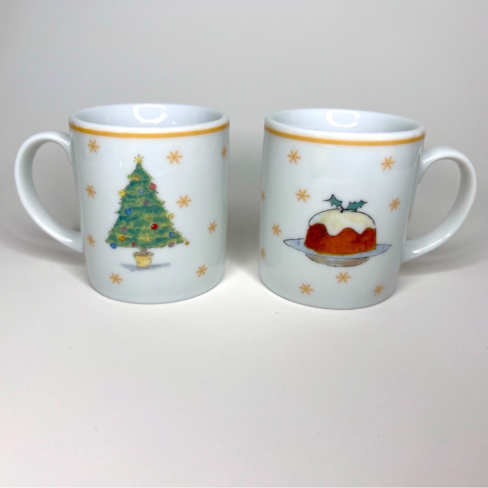 Set of 2 Milly Green Christmas Tree Pudding Miniature Mugs Espresso Size